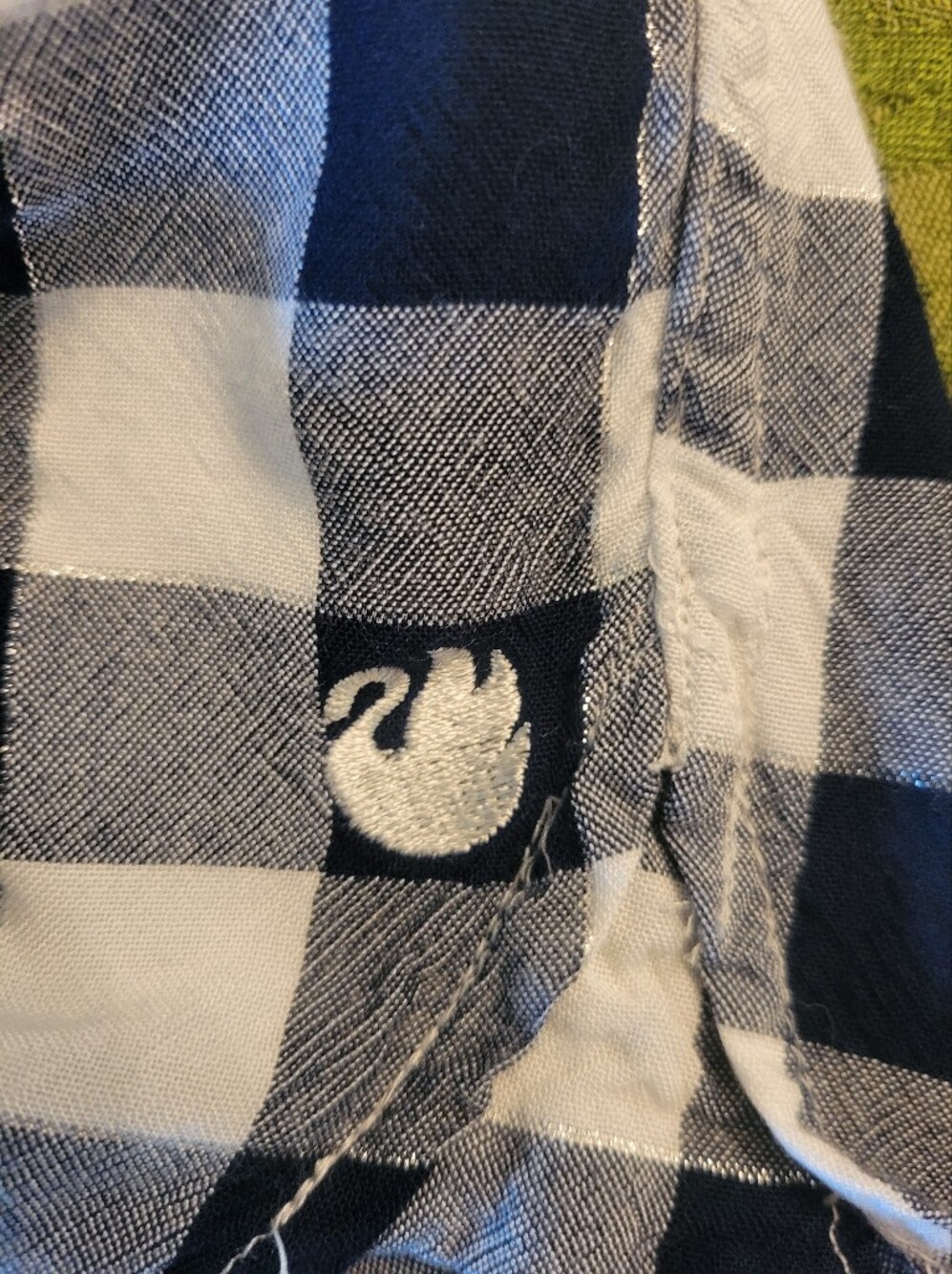 Gloria Vanderbilt Navy & White Buffalo Check Button-Down Shirt - Picture 6 of 8
